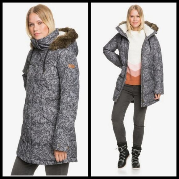 💕ROXY💕 Ellie Waterproof Snow Jacket ~ Grey Print - Picture 5 of 16